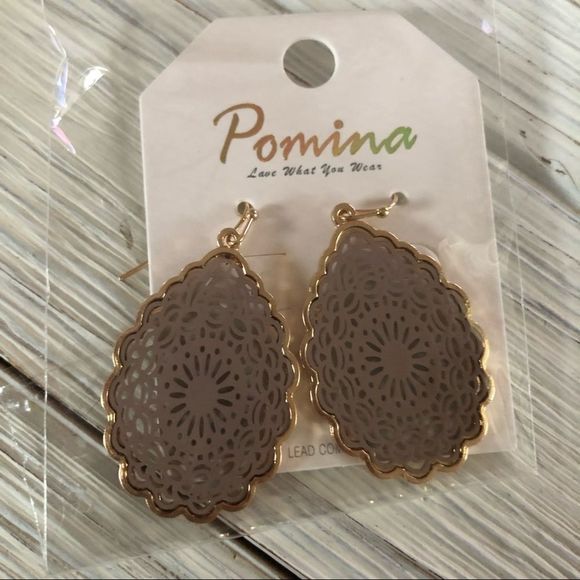 Pomina Boho Laser Cut Dangle Earrings - Picture 3 of 3